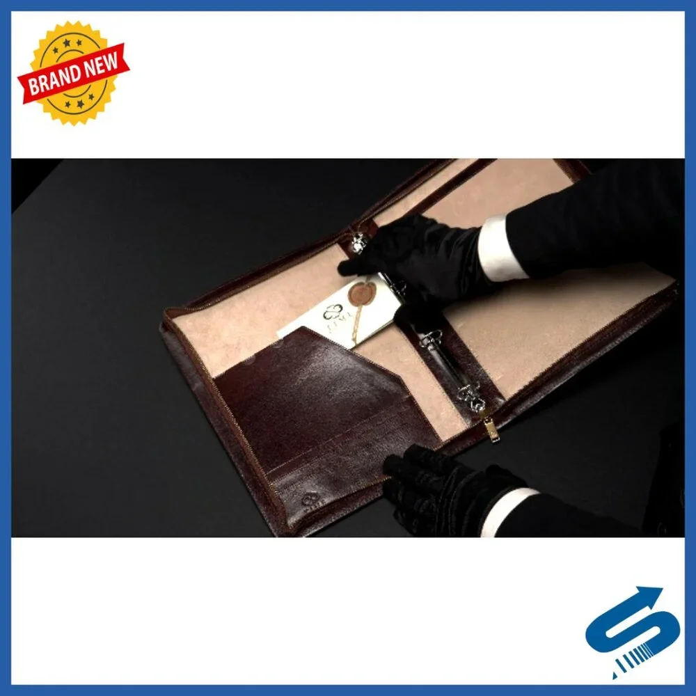 Leather Portfolio Briefcase Tablet Size Document Bag Professional Carry Handle